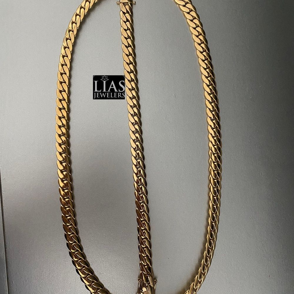 New 14k yellow gold Cuban link chain and bracelet set - Picture 3 of 6